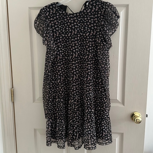 TOPSHOP ruffle shoulder mesh mini dress in daisy print - US 8 - Picture 4 of 7